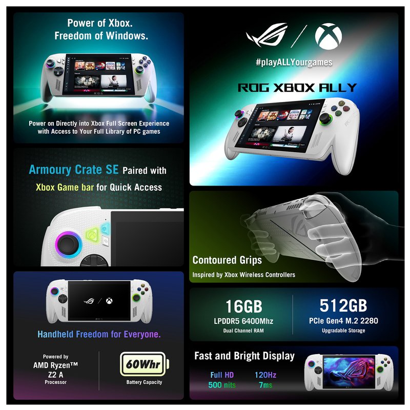 Asus Xbox ROG Ally 7" Gaming Handheld Ryzen, AMD Ryzen Z2 A Processor, 16GB RAM, AMD RDNA 2 Grap 3 Asus Xbox ROG Ally 7" Gaming Handheld Ryzen, AMD Ryzen Z2 A Processor, 16GB RAM, AMD RDNA 2 Grap