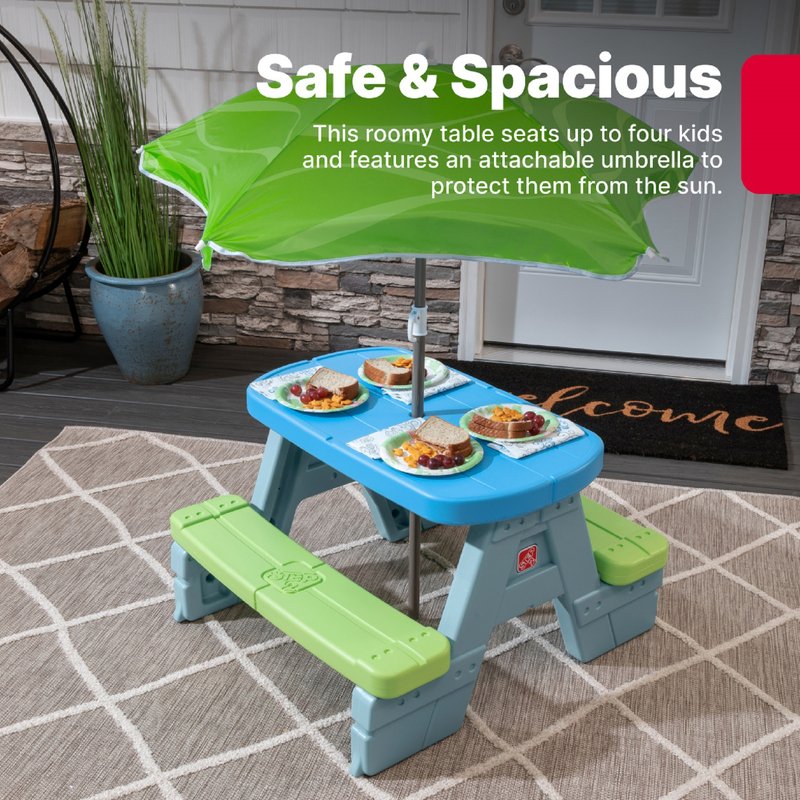 Step2 Sun And Shade Picnic Table With Umbrella Set