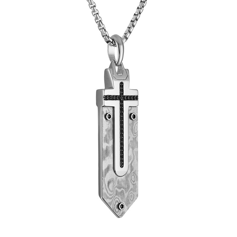Bulova Men's Marc Anthony Damascus Amulet with Cross Diamond Pendant