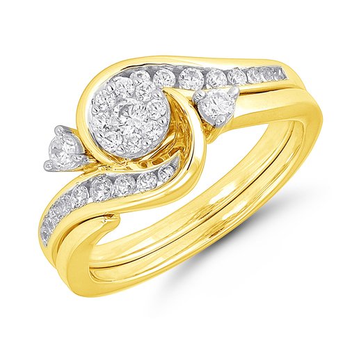 10K Yellow Gold 1/2 cttw Diamond Bridal Ring Set