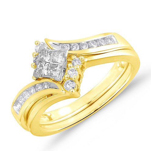 10K Yellow Gold 1/2 cttw Diamond Bridal Set