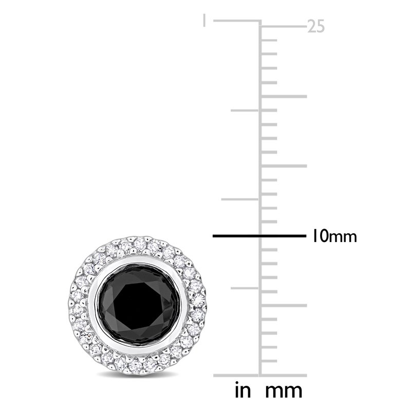Sofia B. 2 1/5 cttw Black Diamond Rounmd Cut and White Diamond Halo Stud Earrings
