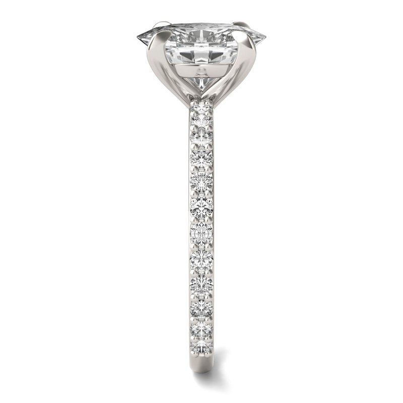 Charles & Colvard Forever Bright 2 1/2 cttw Moissanite Basket Oval Solitaire with Side Stones Engagement Ring