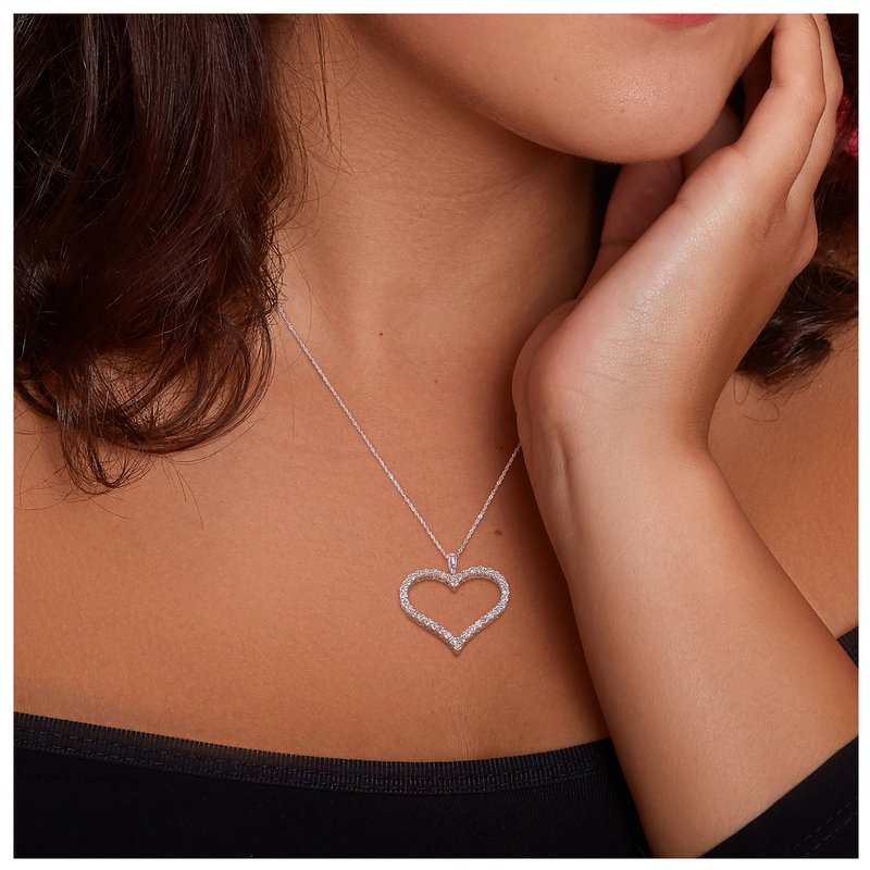 Created Forever 1 1/8 cttw Lab Grown Diamond Open Heart Necklace
