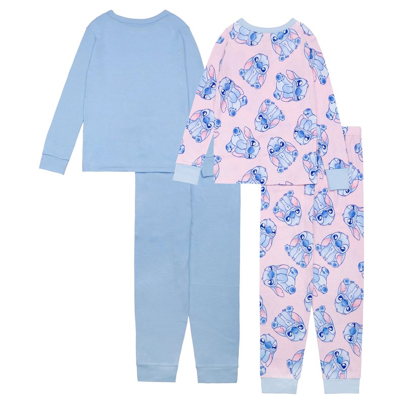 Disney Baby Girls' Lilo Stitch Long Sleeve Tight Fit Pajama Set, 4-Piece