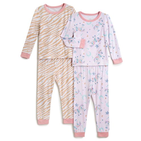 Sleep On It Infant Girls' Bamboo Tight Fit Pajamas, 4-Pack