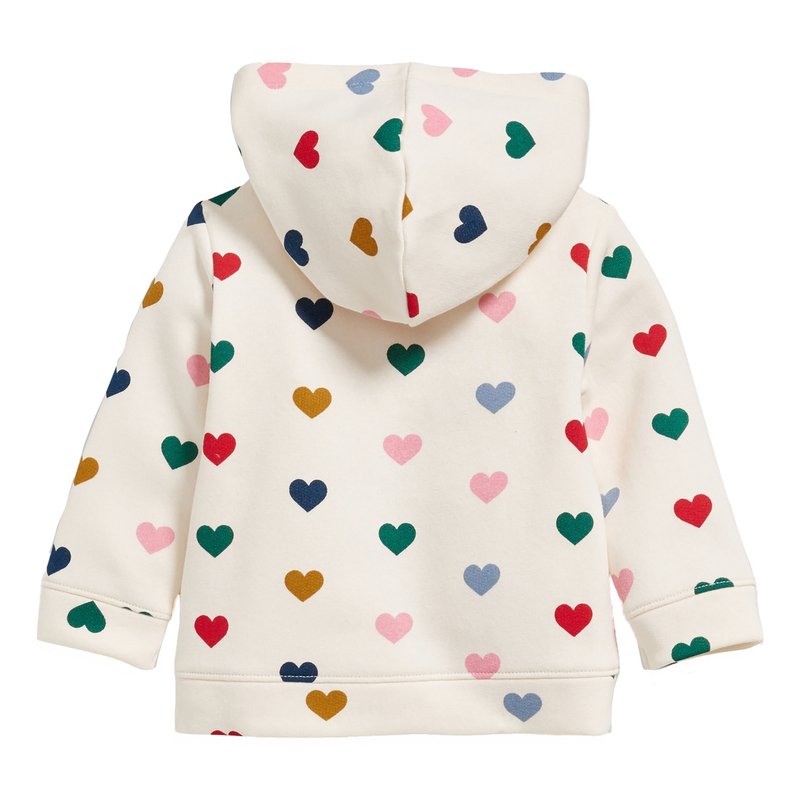 Old Navy Baby Girls' Heart Print All Over Logo Full Zip Hoodie