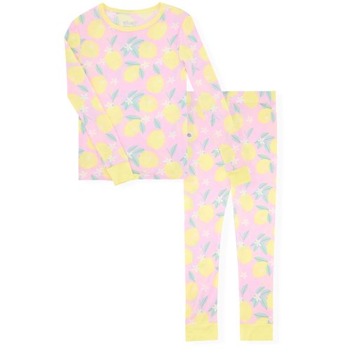 Sleep On It Baby Girls' Lemon Print Bamboo Tight Fit Set, 2-Piece