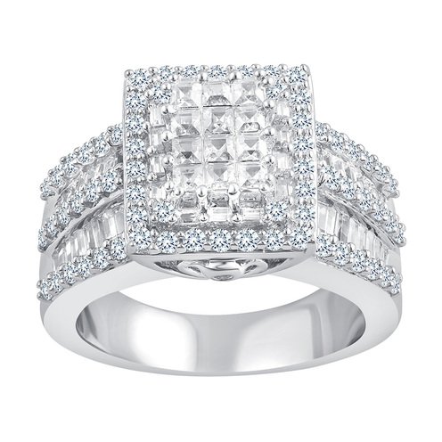 10K White Gold 2 cttw Princess Bridal Ring