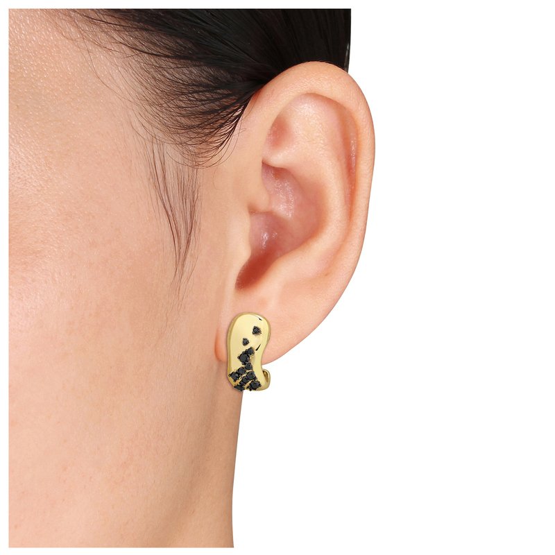 Sofia B. 3/4 cttw Black Diamond Cluster Wide Open Semi-Hoop Earrings