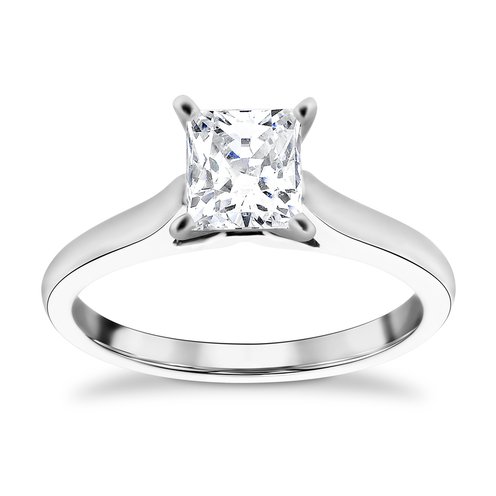 14K White Gold 1 ct Princess-Cut Diamond Solitaire Engagement Ring