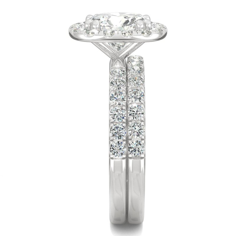 Charles & Colvard Forever Bright 2 9/10 cttw Moissanite Halo Bridal Set 3 Charles & Colvard Forever Bright 2 9/10 cttw Moissanite Halo Bridal Set