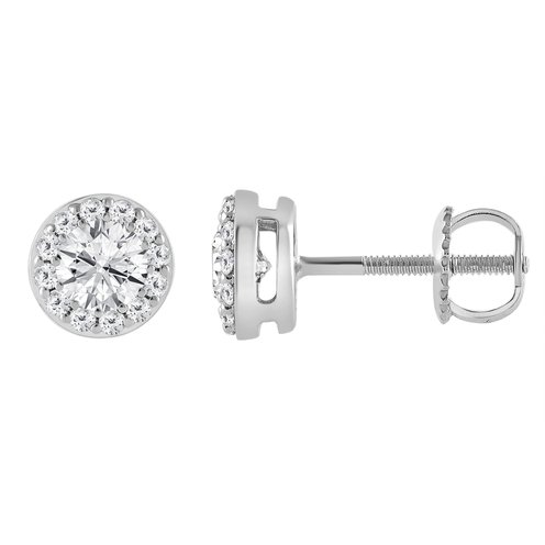 Navy Star 14K White Gold 5/8 cttw Diamond Halo Earrings