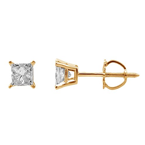 1 cttw Princess Cut Diamond Solitaire Stud Earrings