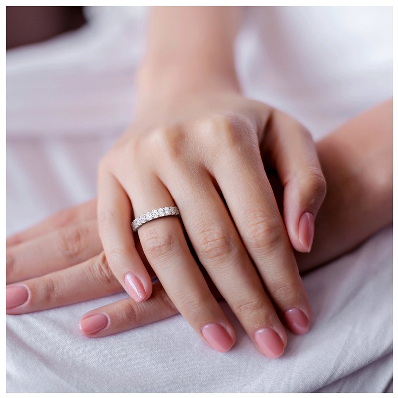 Created Forever 1 cttw Oval Lab Grown Diamond Semi-Eternity Anniversary Band